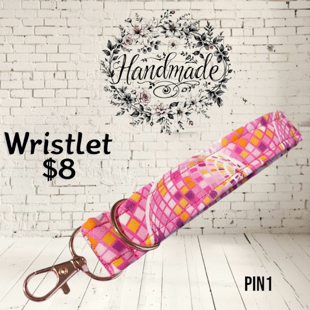 Vibrant Pink/Orange Disco Ball wristlet for gift